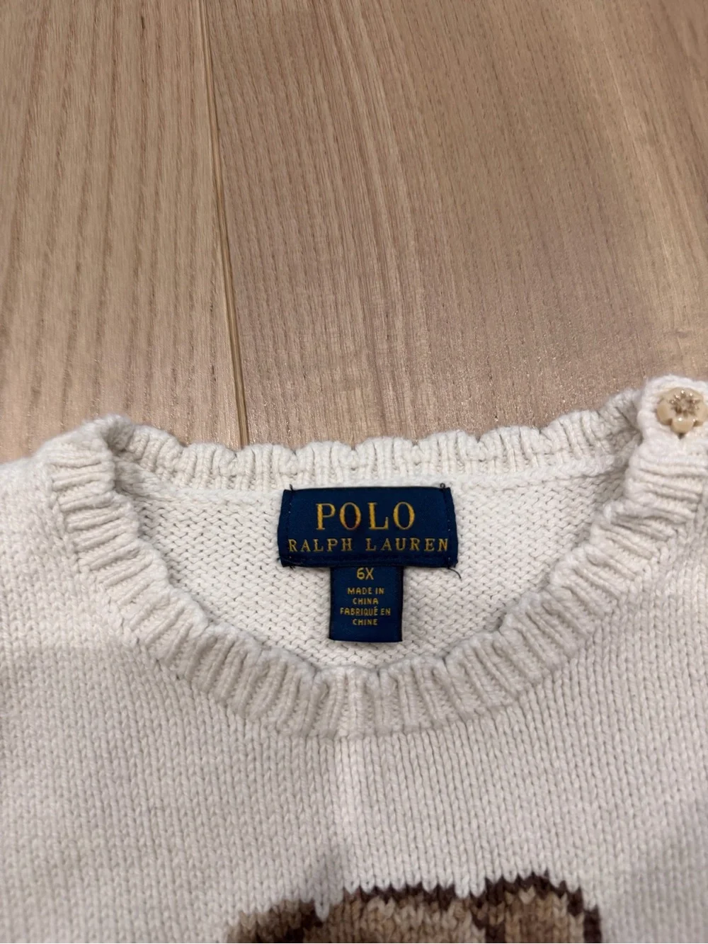 Polo Ralph Lauren WHITE Knit Sweater “Polo Bear Cotton Sweater” - Picture 5 of 8